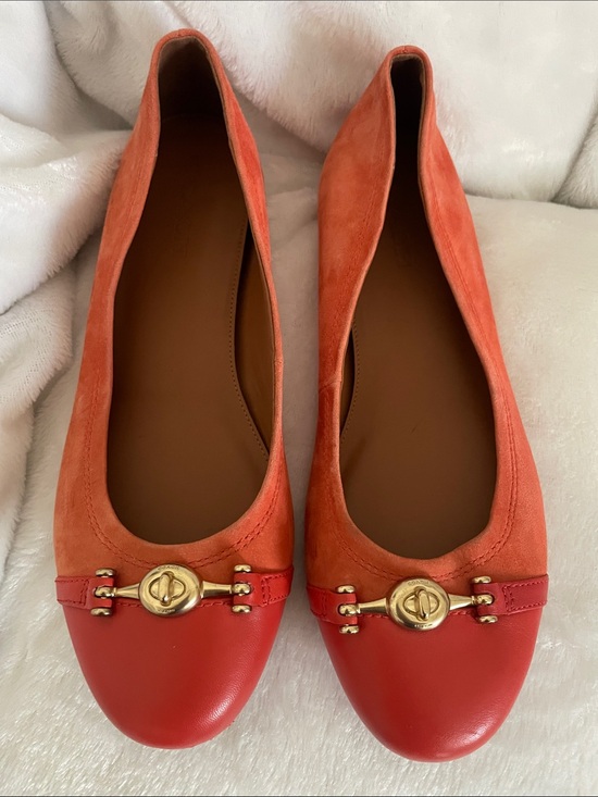 Coach Shoes - Coach Orange Leather & Suede Ballet Flats